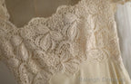 Beige Square Neck Chiffon Lace Empire Dress Long Prom Dress Beaded Wedding Dress