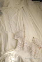Beige Square Neck Chiffon Lace Empire Dresses Prom Dresses Long Beaded Wedding Dresses