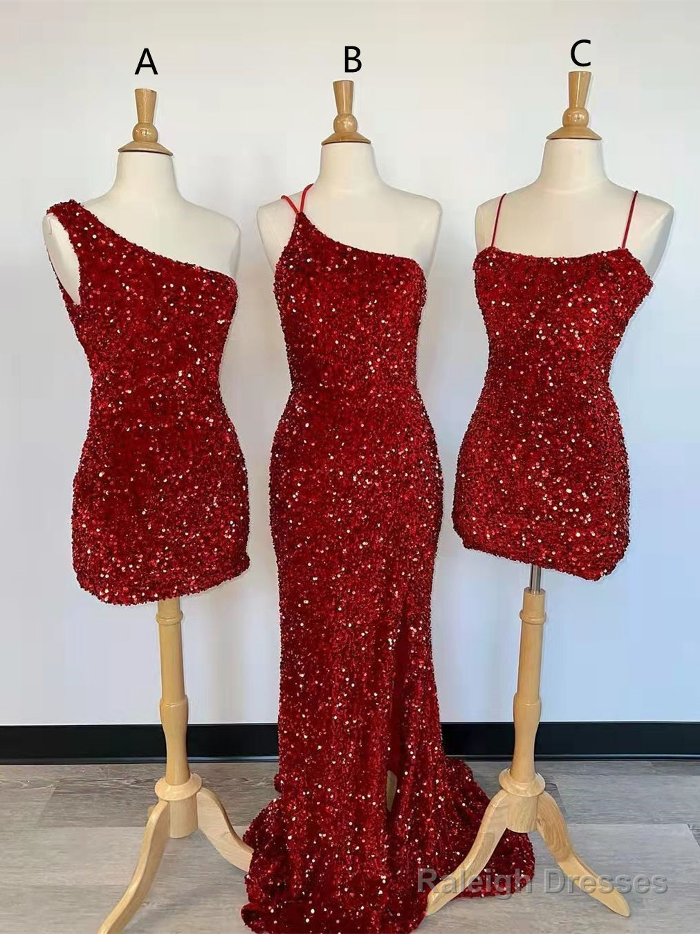 Best Burgundy Sequin Prom Dress Mermaid Sleeveless Prom Gown Main image
