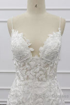 Best Spaghetti Strap Appliques Mermaid Wedding Dresses