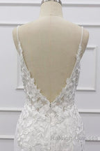 Best Spaghetti Strap Appliques Mermaid Wedding Dress