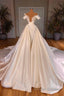 Biztunnel Charming Long A Line Off-the-shoulder Satin Lace Wedding Dresses
