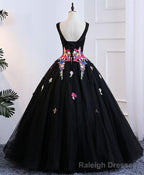 Black Tulle Long Prom Gown Black Evening Dress
