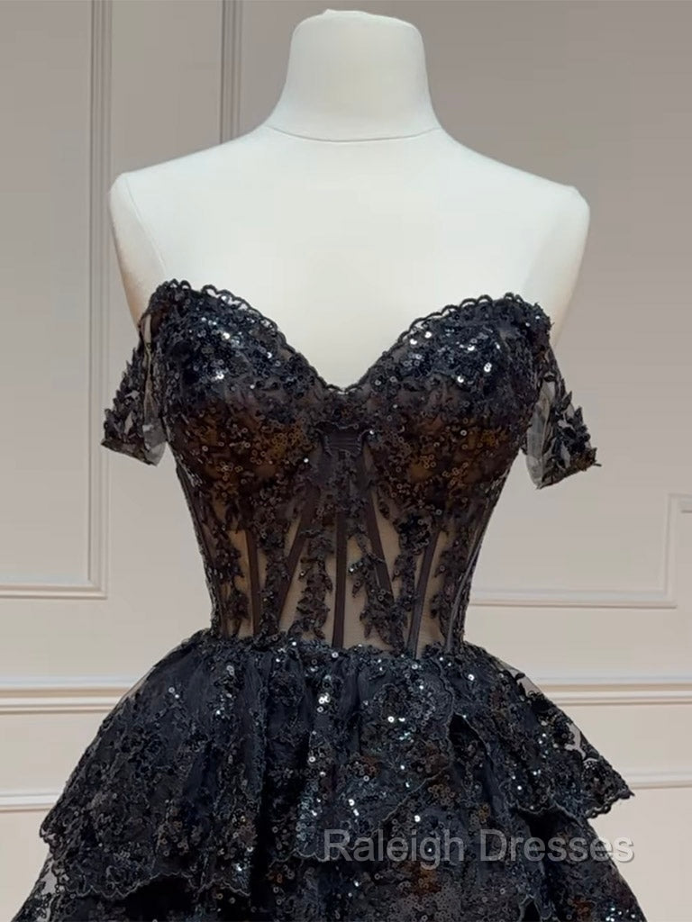 Black A-Line Sequin Tulle Short Prom Dress, Black Homecoming Dress Secondary image