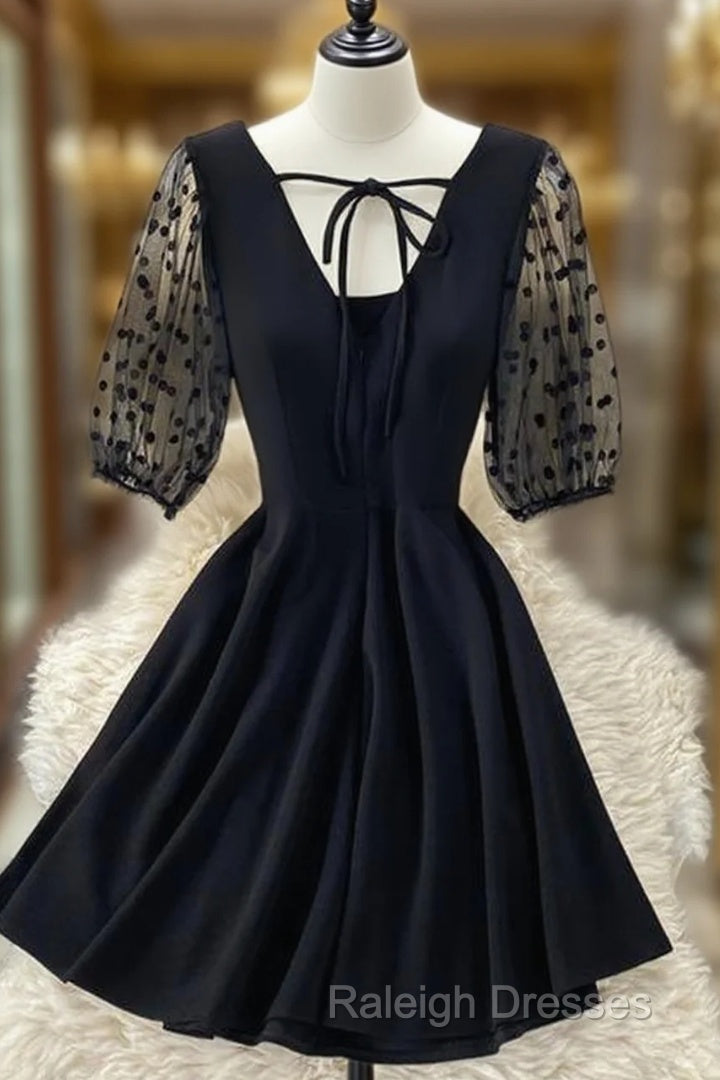 Black A Line Short Dress Fashion Dress Homecoming Dresses Main image