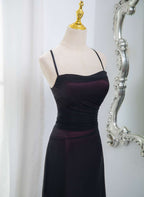 Black And Burgundy Scoop Straps Lace-Up Long Prom Dresses Simple Long Prom Dresses