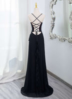 Black And Burgundy Scoop Straps Lace-Up Long Prom Dresses Simple Long Prom Dresses