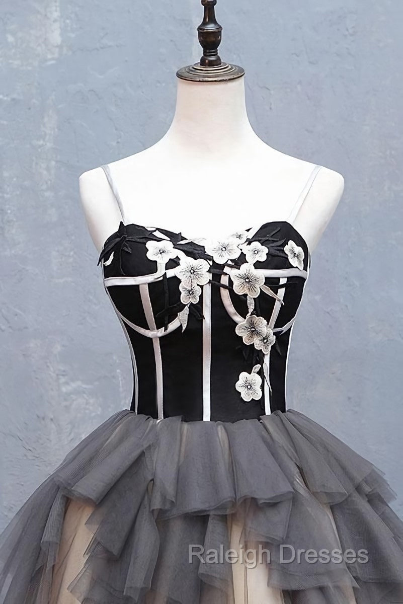 Black and Champagne Sweetheart Short Formal Dress Party Dress, Short Homecoming Dresses