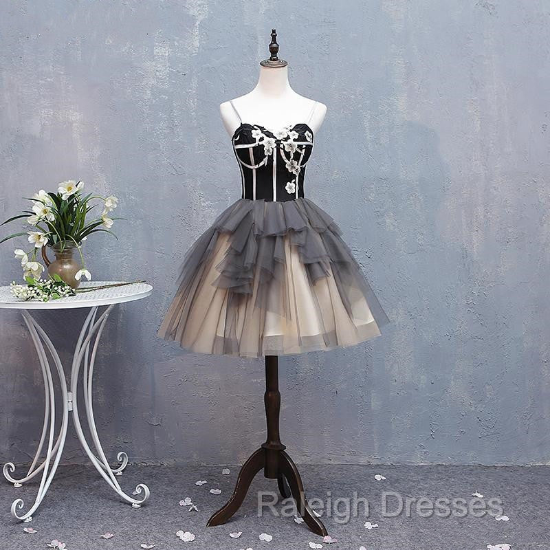 Black and Champagne Sweetheart Short Formal Dress Party Dress, Short Homecoming Dresses