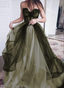 Black And Green Sweetheart Tulle With Lace Prom Dresses A-Line Lace-Up Prom Dresses