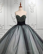 Black And Nude Ball Gown With Beaded Bodice Corset