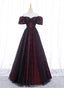 Black And Red Lace Sweetheart Long Prom Dresses Black And Red A-Line Prom Dresses