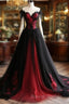 Black And Red Lace Tulle Off Shoulder Prom Dresses Black And Red Prom Dresses