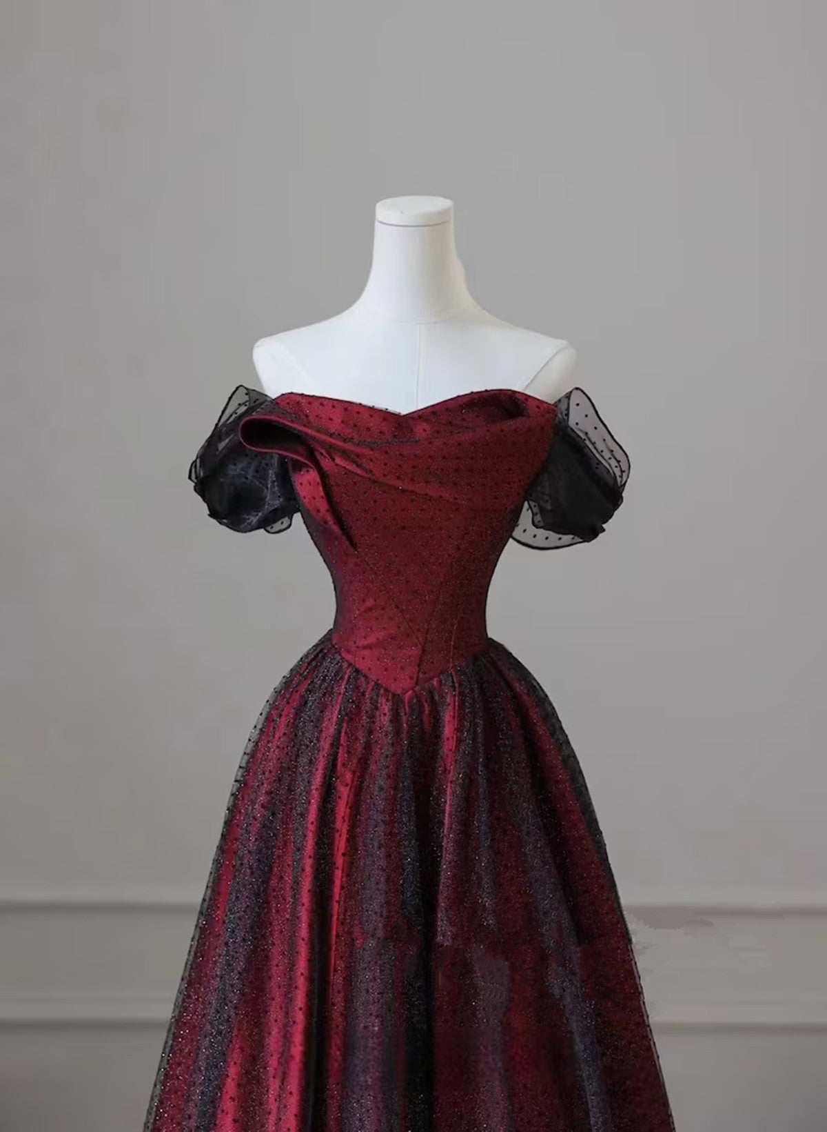 Black And Red Prom Dresses Long Prom Dresses Off Shoulder A-Line Prom Dresses