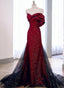 Black And Red Sweetheart Mermaid Long Formal Dress, Black And Red Evening Dress