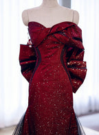 Black And Red Sweetheart Mermaid Long Formal Dress, Black And Red Evening Dress