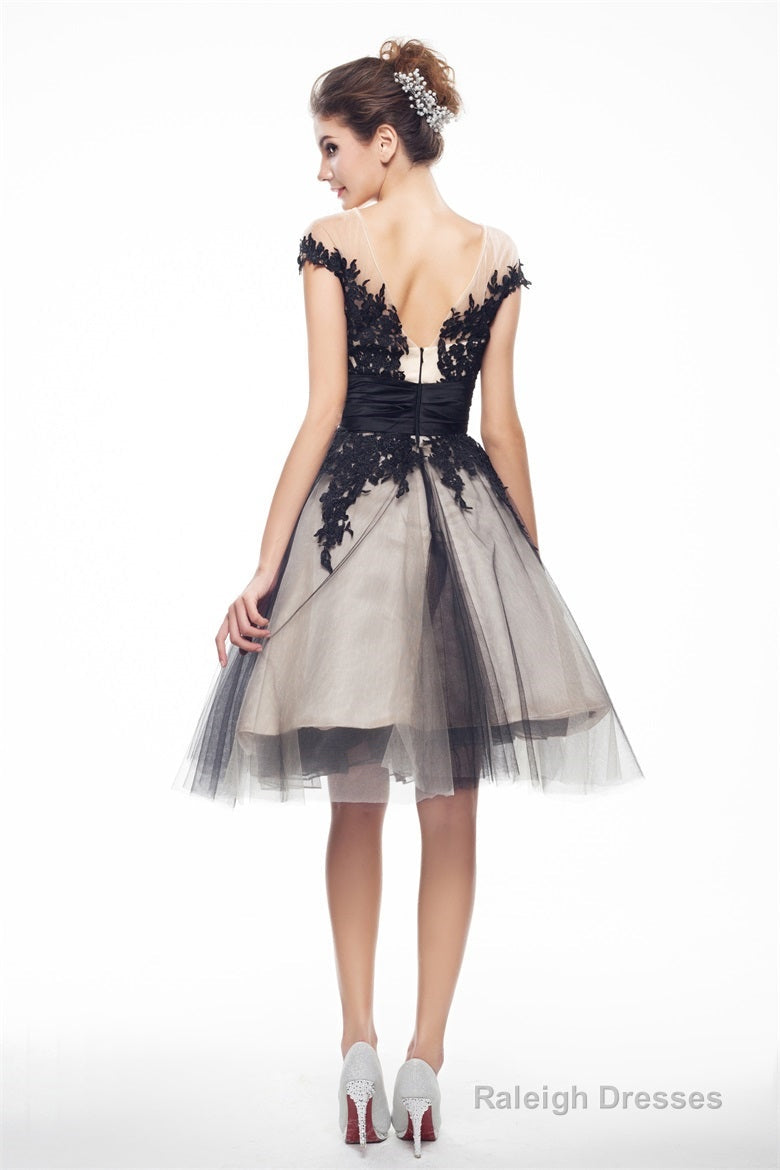 Black and White Lace Short Homecoming Dresses