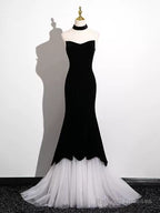 Black And White Mermaid Long Prom Dresseses Black And White Prom Dresses