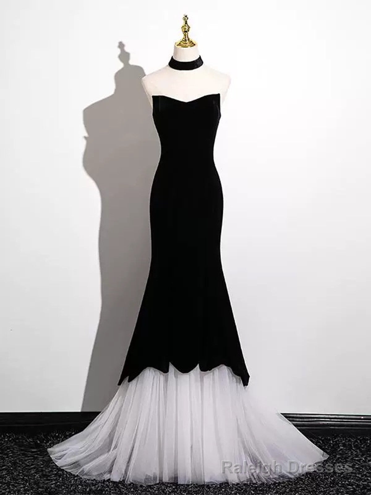 Black And White Mermaid Long Prom Dresseses Black And White Prom Dresses