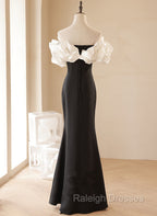 Black and White Mermaid Long Off Shoulder Prom Dresses Long Prom Dresseses