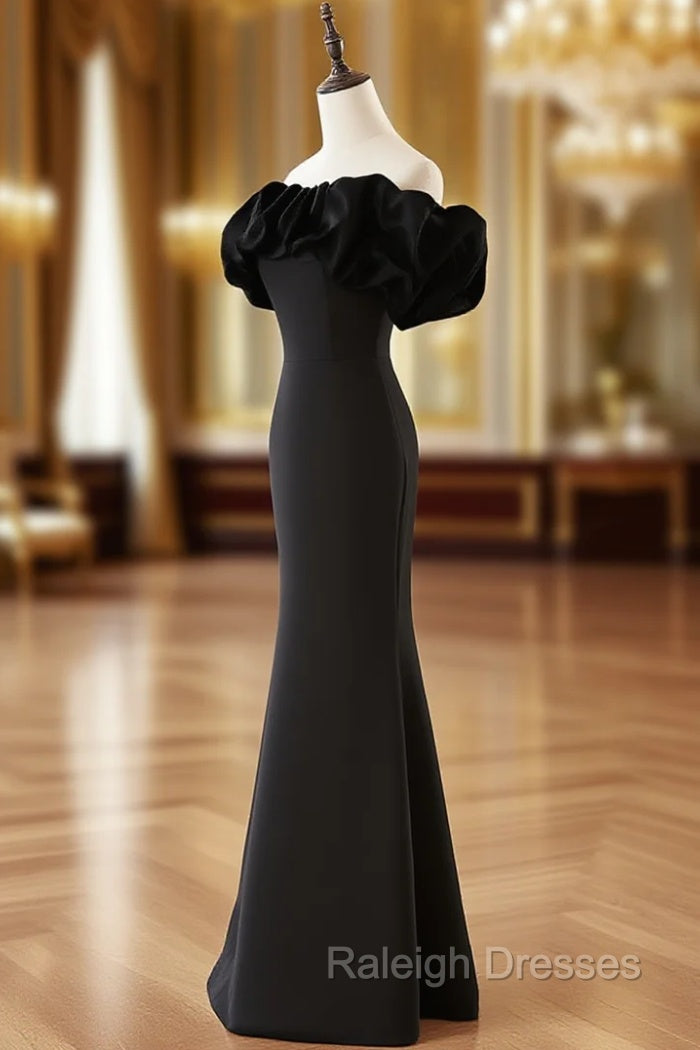 Black and White Mermaid Long Off Shoulder Party Dress, Long Evening Dress Prom Dress Main image