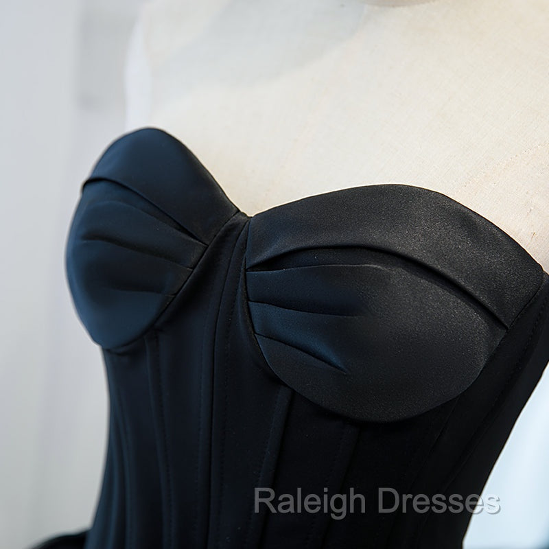 Black Ball Gown Sweetheart Satin and Tulle Formal Gown, Black Party Dresses Secondary image