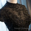 Black Cap Sleeves Long Tulle Prom Dress, Black Prom Dress