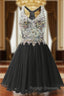 Black Chiffon Crystal Homecoming Dress