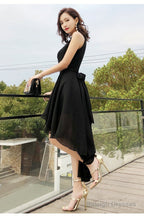 Black Chiffon Halter High Low Prom Dresses Homecoming Dresses Black Bridesmaid Dress