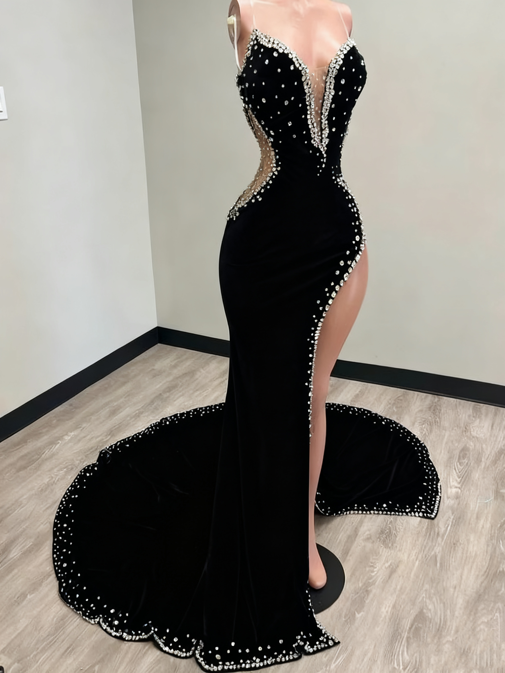 Black Girl Prom Dress Long Mermaid Green Prom Gowns With Train