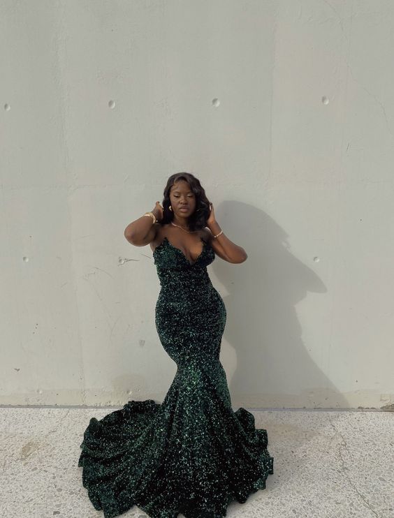 Black Girl Prom Dress Long Mermaid Prom Dress