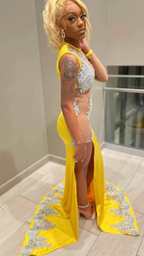 Black Girl Yellow Lace Prom Dress Silver Lace Prom Dress Prom Dress