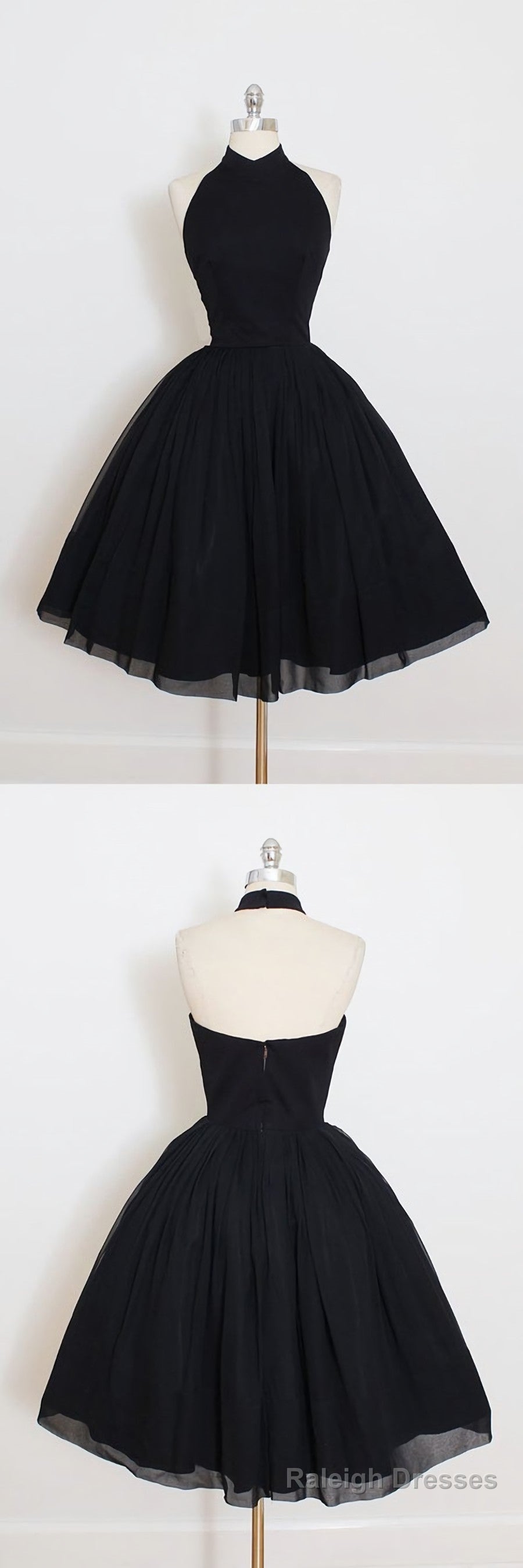 Black Halter Homecoming Dress,A Line Open Back Short Prom Dresses Main image