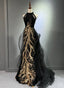 Black Halter Sequins Long Party Dress With God Lace, Black Long Evening Dress