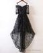 Black High Low Lace Prom Dress, Black Homecoming Dress