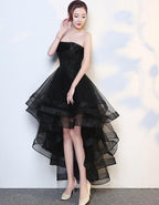 Black High Low Tulle And Applique Fashion Homecoming Dress Black Prom Dresses Tulle Prom Dresses