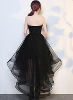 Black High Low Tulle And Applique Fashion Homecoming Dress Black Prom Dresses Tulle Prom Dresses