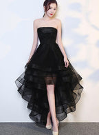 Black High Low Tulle And Applique Fashion Homecoming Dress Black Prom Dresses Tulle Prom Dresses