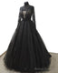 Black Lace Long Sleeve Tulle Wedding Dresses