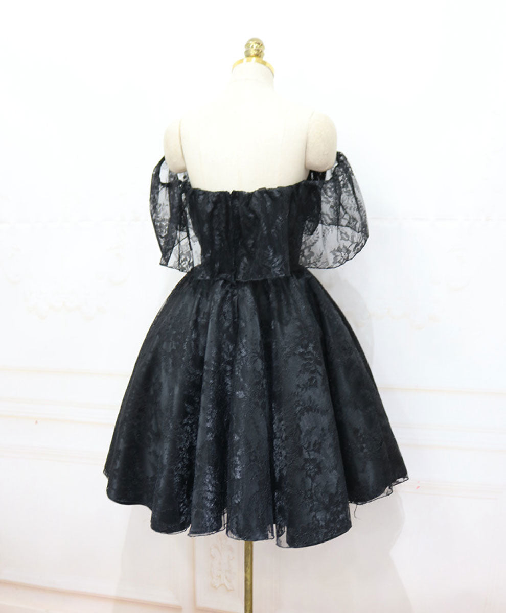 Black Lace Off Shoulder Homecoming Dresses Black Short Prom Dresses