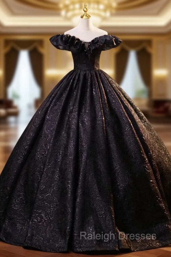 Black Lace Off the Shoulder Quinceanera Dress