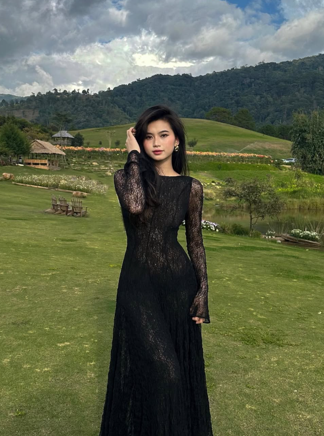 Black Lace A-Line Long Sleeve Prom Dresses Prom Dress Prom Gowns