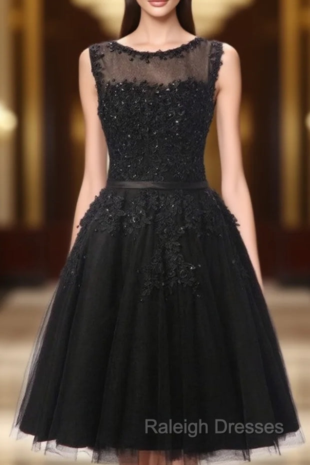 Black Lace Short Beaded Homecoming Dress Main image