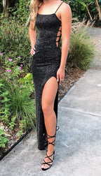 Black Long Prom Dress Strapless Mermaid Prom Dress Sparkle Tight Prom Dress