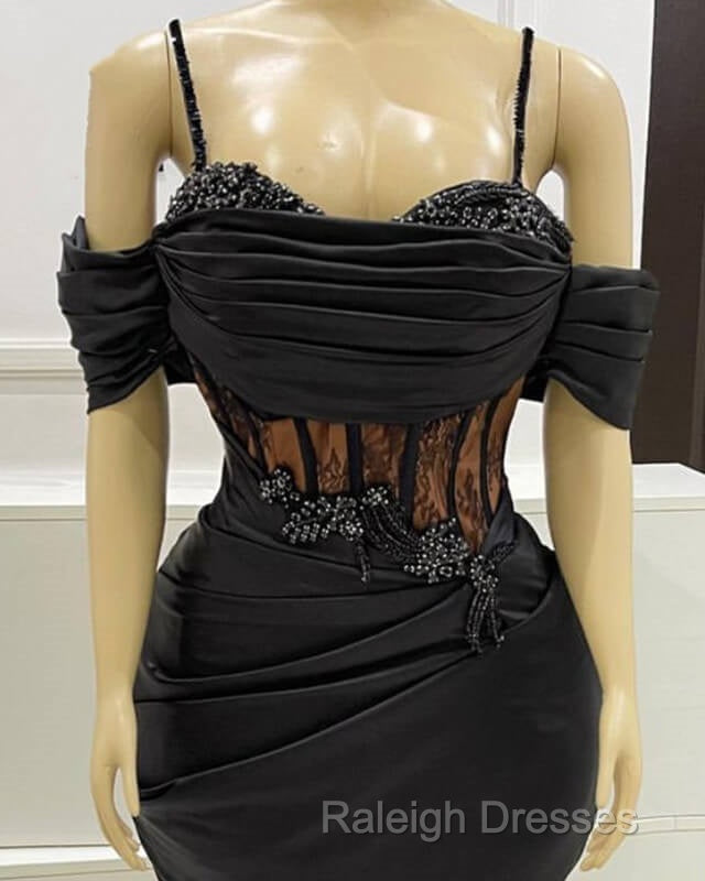 Black Mermaid Corset Prom Dress Appliques Beaded