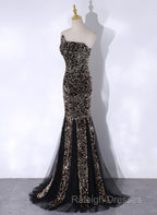 Black Mermaid Sequins Long Prom Dress, Black Evening Dress Party Dress