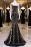 Black Mermaid Sequins Long Prom Dresses Black Prom Dresseses