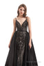 Mermaid Sequins Spaghetti Straps Prom Dresses With Detachable Train