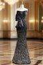Black Mermaid Sequins Strapless Prom Dresses