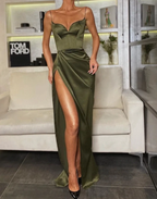 Black Mermaid Spaghetti Straps Cheap Long Evening Prom Dresses